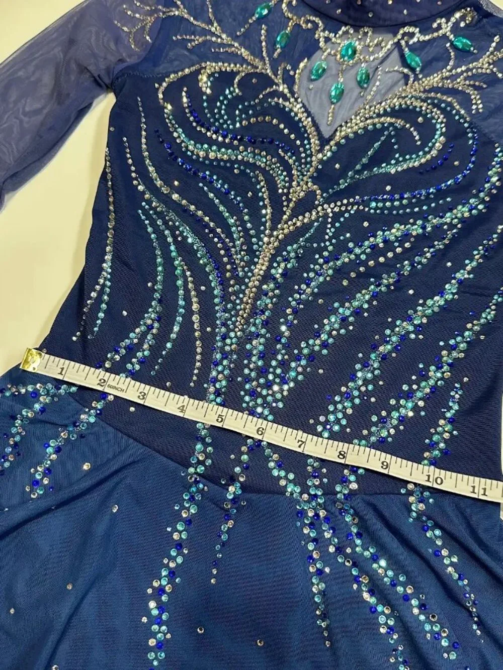 New Navy Blue Crystal Figure Skating Dress Girls 14